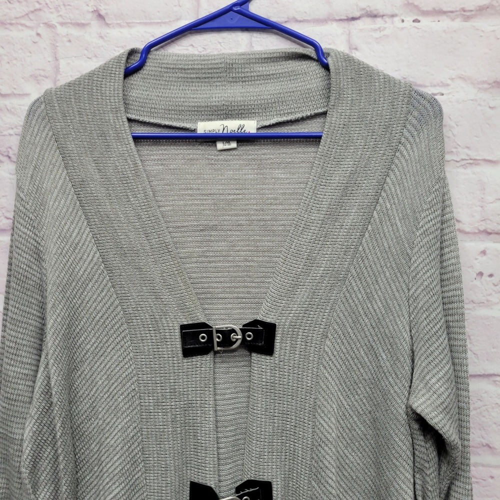 Simply Noelle Gray Knit Buckle Front Cardigan Womens L/XL Lagenlook Whimisgoth - Picture 3 of 8